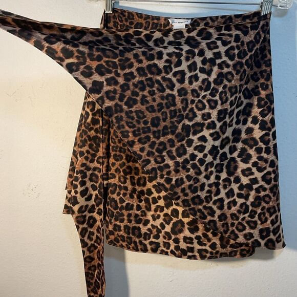 Good American Ladies Sarong Wrap Skirt Brown Black Leopard 0-4 XS-XL Cover-up - Picture 10 of 12